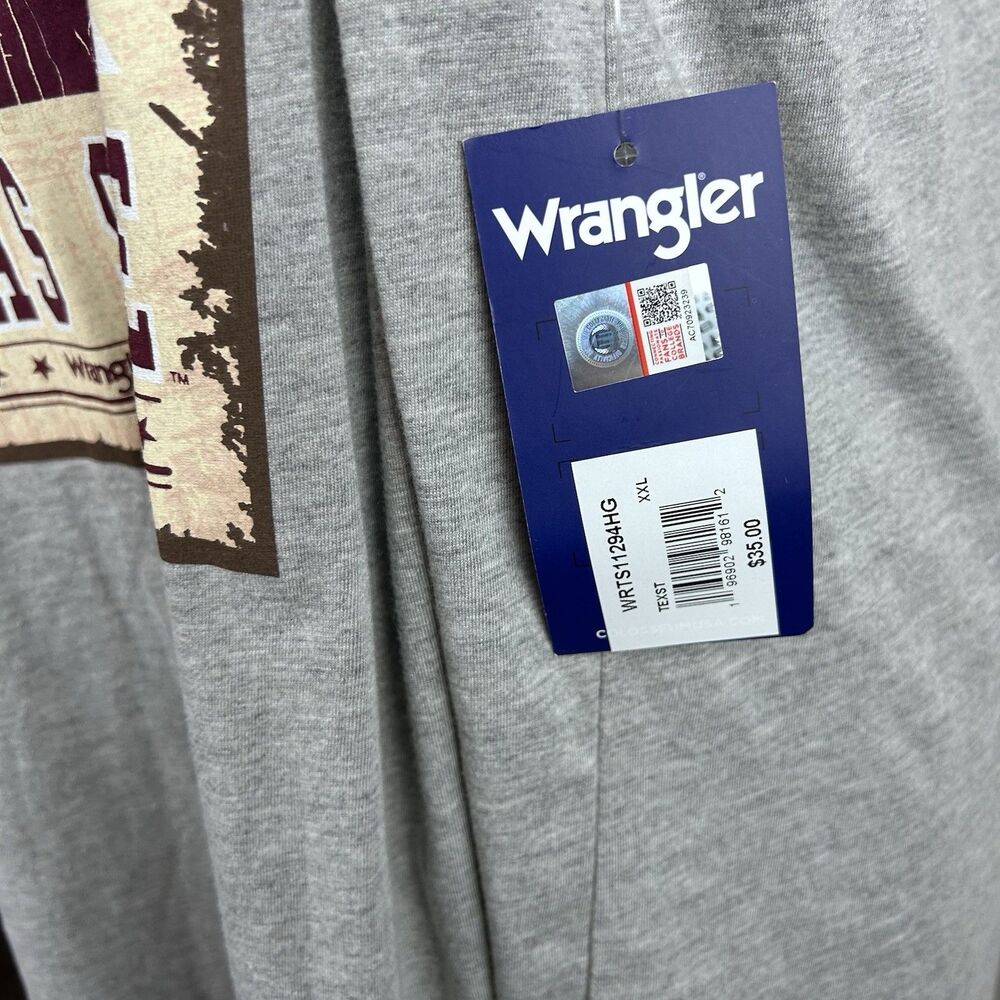 Wrangler Unisex ATM Texas State University Bobcats T-shirt Gray Guitar Size XXL - Picture 4 of 9